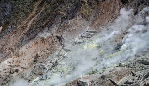 山で発生している湯気