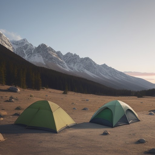 【キャンプ】初心者が準備すべき持ち物 | 1泊2日のスケジュール をイメージした 広角の風景 の写真