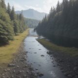 【サクラマス】関東の釣りポイント | 川の流れと釣行記録 をイメージした 広角の風景、川 の写真