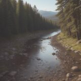 【ブラウントラウト】釣行ポイントの探し方 | 川の特徴と狙い目 をイメージした 広角の風景、川 の写真