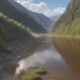 【川の濁り】雨後の状況を確認 | 釣行タイミングの判断基準 をイメージした 広角の風景、川 の写真