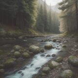 【森林釣り】山奥の流れにあるポイント | 魚が集まる場所と釣り方 をイメージした 広角の風景、森、山 の写真