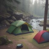 【川シェルター】おすすめの選び方 | キャンプで使う設営のポイント をイメージした 広角の風景、川 の写真