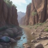 【川底の流れ】読み方のコツ | 魚が潜むポイントの見極め方 をイメージした 広角の風景、川 の写真