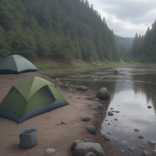 【川】降雨後の増水状況 | 安全な釣りポイントの選び方 をイメージした 広角の風景、川 の写真