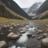 【渓流釣り】流れ読みのコツ | ポイントの見極め方と釣り方 をイメージした 広角の風景、山 の写真