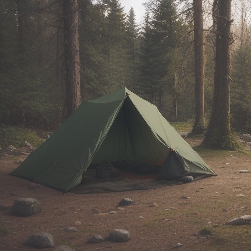 【ブッシュクラフト】タープの張り方を解説 | 自然の中で設営するコツ をイメージした 広角の風景 の写真