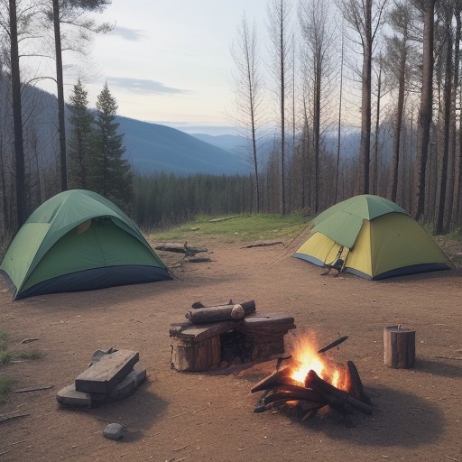 【薪割り】キャンプで使いやすい斧 | 初心者向けのおすすめモデル をイメージした 広角の風景 の写真