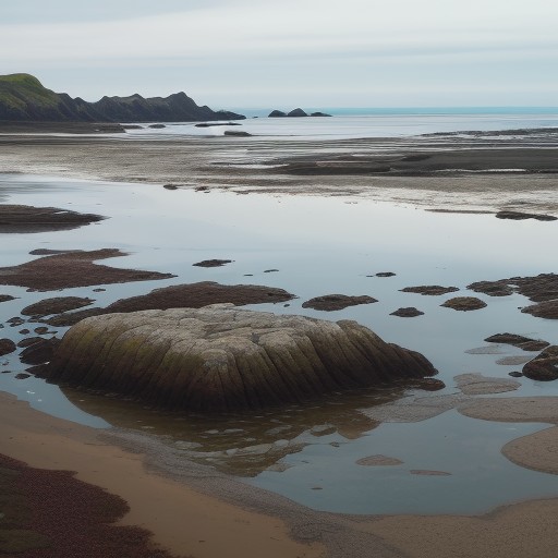 【潮溜まり】生き物を探す海岸散歩 | 磯遊びの記録 をイメージした 広角の風景 の写真