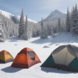 【スノーボードウェア】冬の山に映える色使い | コーディネートの組み合わせ をイメージした 広角の風景、雪景色、山、冬 の写真