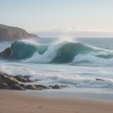 【海うねり】周期の読み方 | 波の状態と釣りへの影響 をイメージした 広角の風景 の写真
