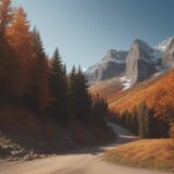 【山歩き】秋のおすすめルート | 初心者でも歩ける登山道 をイメージした 広角の風景、ハイキング、秋、登山道 の写真