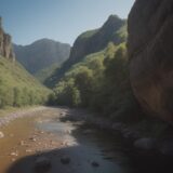 【アユ】遡上の時期とポイント | 川登りの準備と注意点 をイメージした 広角の風景、川 の写真