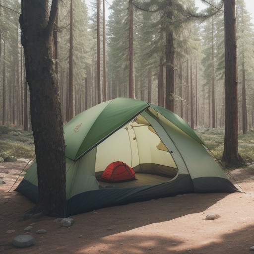 【キャンプ】テントの結露を防ぐ方法 | 朝の道具の乾かし方 をイメージした 広角の風景 の写真