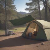 【キャンプクッカー】簡単な料理レシピ | 外で食べるごはんの作り方 をイメージした 広角の風景 の写真