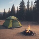 【焚き火】火傷を防ぐ道具選び | キャンプでの安全な火の扱い方 をイメージした 広角の風景 の写真