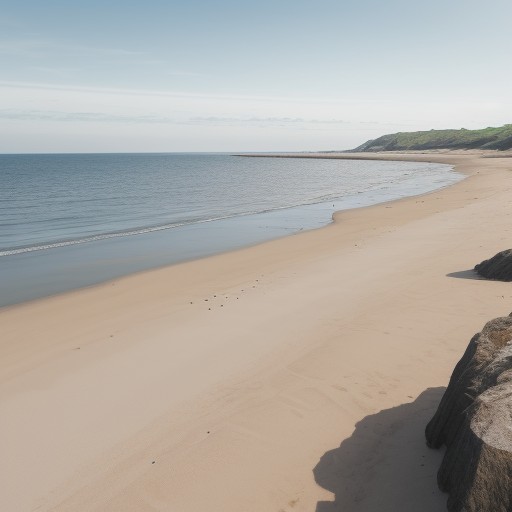 【ヒラメ釣り】初心者が使う仕掛け | 砂浜での釣り方とコツ をイメージした 広角の風景 の写真