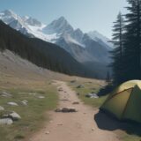 【登山】捻挫した時の応急処置 | 山道での対処法と下山の判断基準 をイメージした 広角の風景、山、山、登山道 の写真