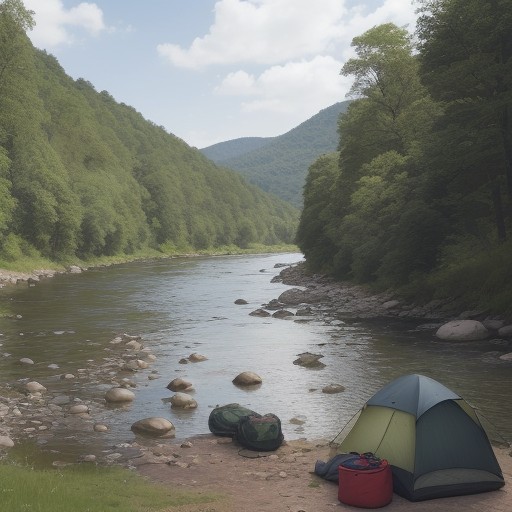 【川魚採取】おすすめの道具セット | 夏の川遊びで役立つアイテム集 をイメージした 広角の風景、川、夏、川 の写真