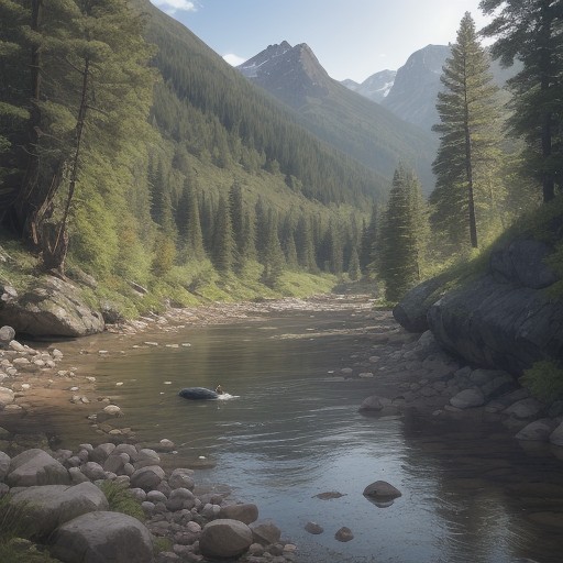 【川の危険動物】遭遇を避ける方法 | 安全な川遊びのポイント をイメージした 広角の風景、川、川 の写真