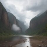 【川釣り】雷が鳴った時の避難判断 | 安全な撤収タイミング をイメージした 広角の風景、川 の写真