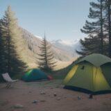 【キャンプ】初心者の準備計画 | 持ち物リストと場所選びのコツ をイメージした 広角の風景 の写真