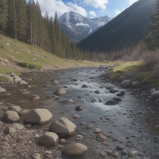 【渓流釣り】日陰にあるポイント | 魚を探す方法と攻略法 をイメージした 広角の風景、山 の写真