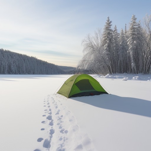 【氷上釣り】初心者が覚える基本の釣り方 | 冬の湖で魚を釣る手順 をイメージした 広角の風景、冬、湖 の写真