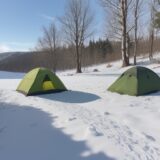 【キャンプ】湯沸かし時間を削る道具 | 冬の屋外で役立つ方法 をイメージした 広角の風景、冬 の写真