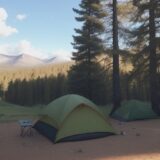 【キャンプ】スキルを高める練習方法 | 初心者が意識したい道具の使い方 をイメージした 広角の風景 の写真