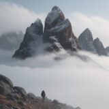 【登山】霧の中での歩き方 | 遭難を防ぐための対策と準備 をイメージした 広角の風景、山 の写真