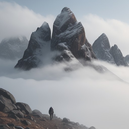 【登山】霧の中での歩き方 | 遭難を防ぐための対策と準備 をイメージした 広角の風景、山 の写真