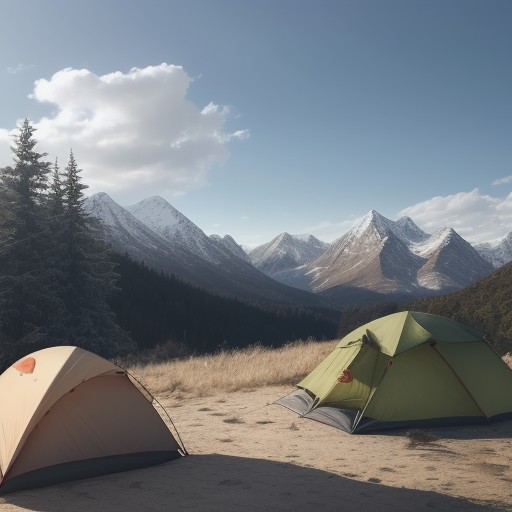 【キャンプ】強風時のテント固定方法 | 飛ばされないための設営コツ をイメージした 広角の風景 の写真