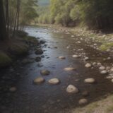 【川の濁り】原因とタイミング | 釣行前に確認したいポイント をイメージした 広角の風景、川 の写真