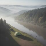 【川釣り】早朝の霧への対策 | 道具選びと注意点 をイメージした 広角の風景、川 の写真