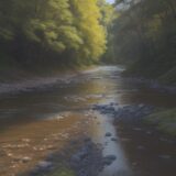 【川釣りの安全】増水の判断基準 | 水色の濁りと流れ方で見るリスク をイメージした 広角の風景、川 の写真