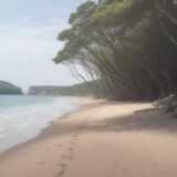 【海水浴】安全に過ごすための注意点 | 持ち物と対策まとめ をイメージした 広角の風景 の写真