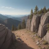 【岩場】登山の足場選び | 安全な登り方のコツ をイメージした 広角の風景、ハイキング の写真