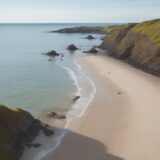 【潮の流れ】初心者が避けるべき場所 | 海での安全な釣り方 をイメージした 広角の風景 の写真