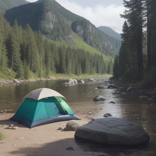 【キャンプ】川での溺水事故を防ぐ対策 | 子供の安全を守る注意点 をイメージした 広角の風景、川 の写真