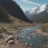 【渓流釣り】底取りのコツ | 川の流れに合わせるポイント をイメージした 広角の風景、山、川 の写真