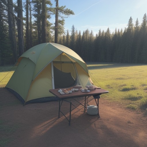 【キャンプ料理】食材選びのコツ | 外で食べるメニューの決め方 をイメージした 広角の風景 の写真