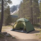 【テント】強風で倒れないための対策 | キャンプでの設営ポイント をイメージした 広角の風景 の写真