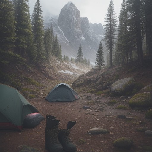 【防水スプレー】登山靴への塗り方 | 雨の日も足元を守る方法 をイメージした 広角の風景、ハイキング の写真