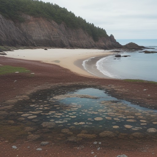 【岩礁】潮だまりで生き物を探すコツ | 安全に歩くための注意点 をイメージした 広角の風景 の写真