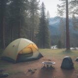 【キャンプ】初心者が準備すべき道具 | 設営と片付けのコツ をイメージした 広角の風景 の写真