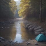 【川の増水】濁りの予測方法 | 安全に釣りをするための判断基準 をイメージした 広角の風景、川 の写真