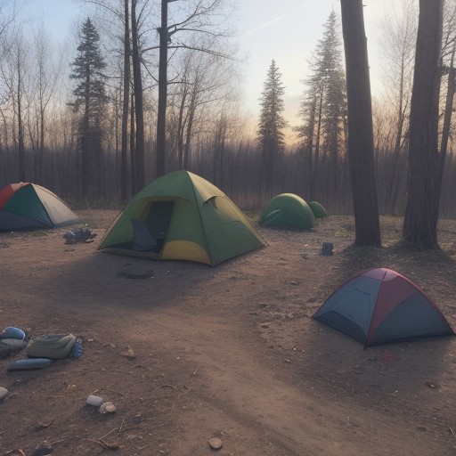 【焚き火】後片付けのコツ | 灰の処理と地面の戻し方 をイメージした 広角の風景 の写真