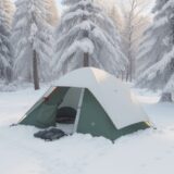 【冬キャンプ】寒い外で食べる温かい料理 | おすすめの簡単レシピ集 をイメージした 広角の風景、冬 の写真