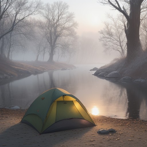 【川霧】発生する条件とタイミング | 早朝の川辺で見る風景 をイメージした 秋、冬、夏、川、朝日、川 の写真